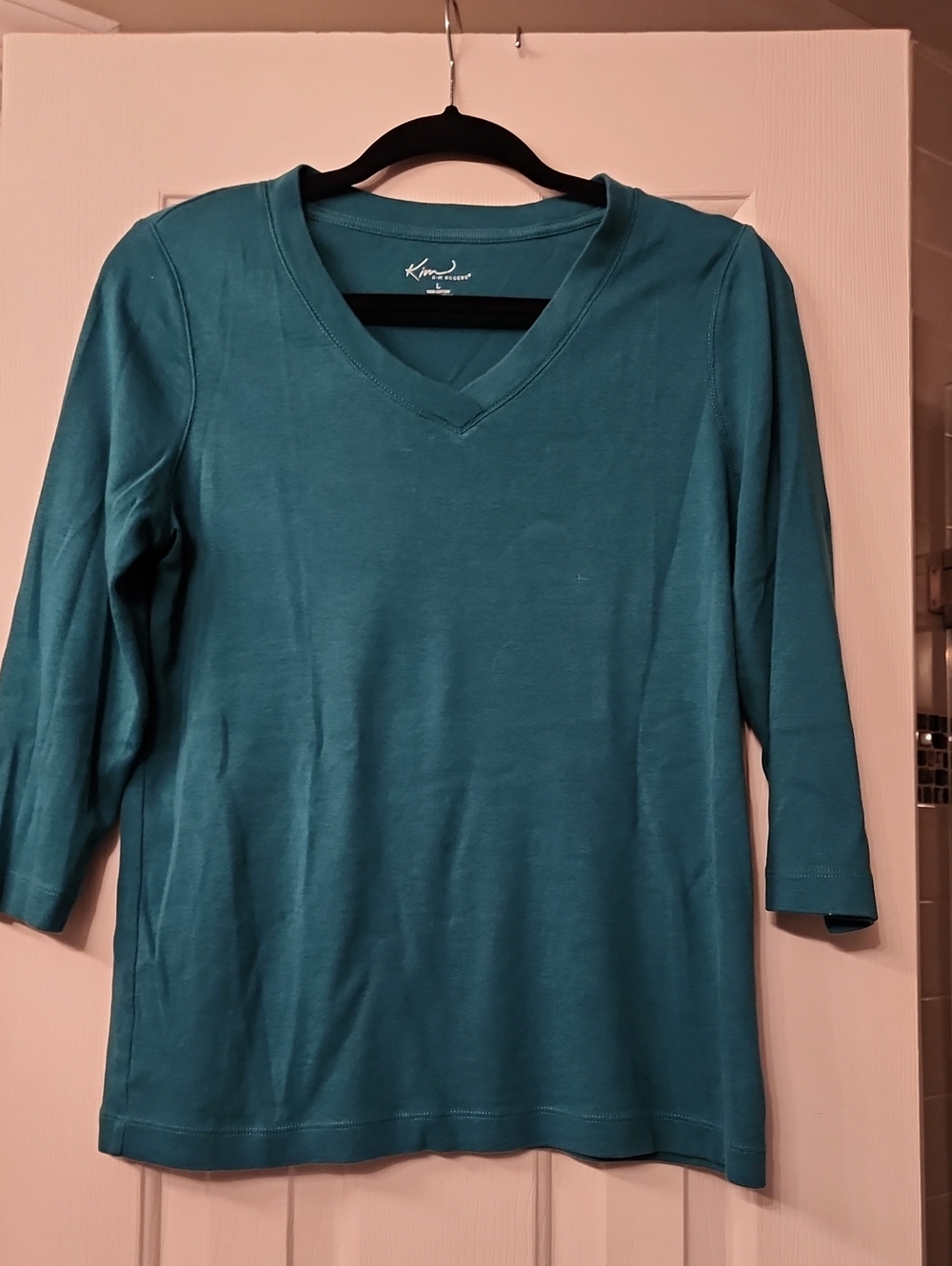 Kim Rogers Teal V-Neck Long Sleeve Women's Top